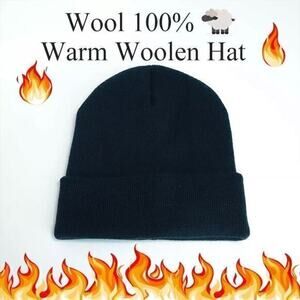 New warm black WOOL kids cap beanie 6-12 years